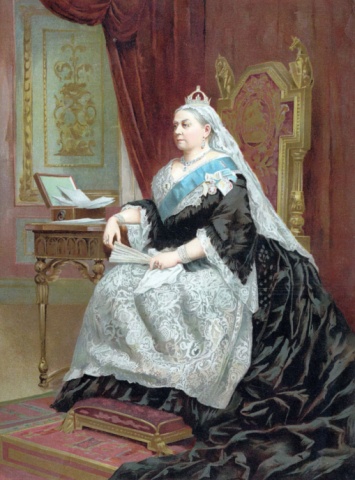 Queen Victoria Sitting Throne Painting