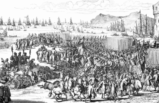 William Orange Glorious Revolution Battle Drawing